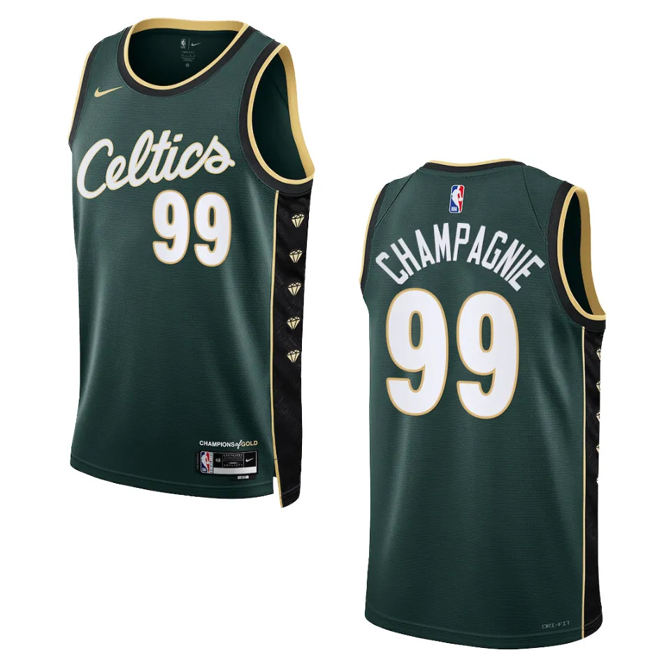 Men's Boston Celtics Justin Champagnie #99 2022-23 City Edition Green Swingman Jersey 2401HTVX